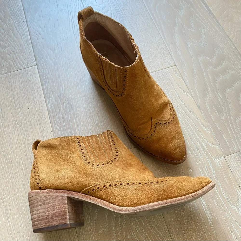 Madewell The Grayson Brogue suede Chelsea Boots tan brown size 7 - Picture 3 of 12
